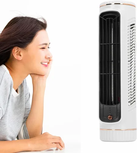 Vista 2 de Yosoo Health Gear Ventilador de torre sin aspas, ventilador portátil de escritorio, silencioso y recargable, 3 velocidades ajustables, ventilador