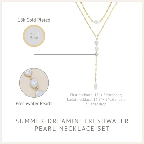 Vista 3 de Ettika Lariat Necklace for Women. Gold Drop Necklace, Necklaces for Women. 18K Gold or Rhodium Plated Chain. Trendy Jewelry