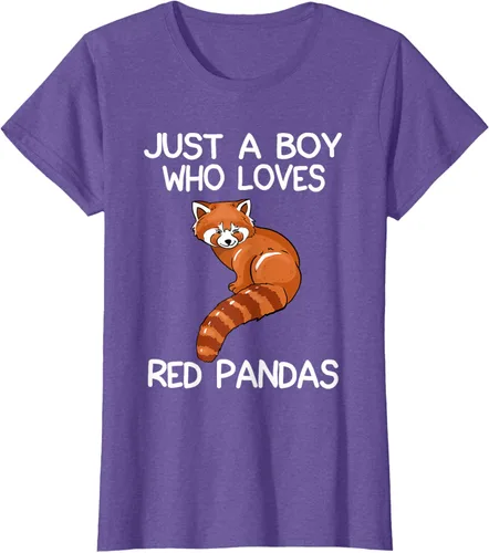 Vista 20 de Just A Boy Who Loves Red Pandas Gift - Camiseta con diseño de panda roja, Negro, S