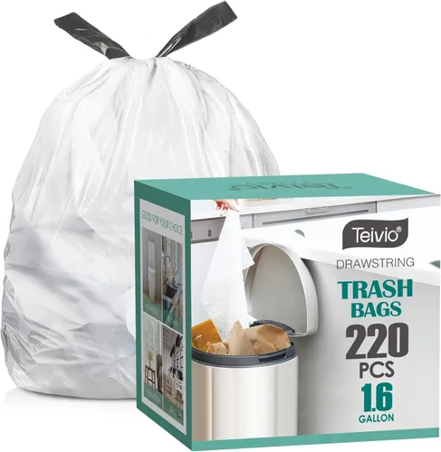 Vista 9 de Teivio Bolsas de basura grandes con cordón de 20 galones, 26 unidades, bolsas de basura fuertes y altas para cocina, hogar, oficina, residuos