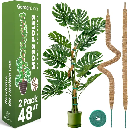 Vista 7 de Paquete de 2 postes de musgo flexibles de 28 pulgadas para soporte de plantas Monstera para plantas de interior - Bastón de musgo alto tipo enrejado