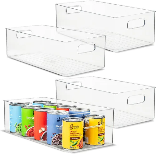 Vista 27 de Contenedor de plástico transparente para almacenamiento de alimentos con asas para organizar cocina, despensa, refrigerador, congelador, despensa