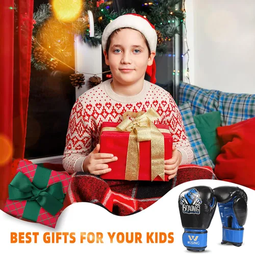 Vista 7 de Wesing - Guantes de boxeo para niños y niños, guantes de entrenamiento de boxeo para niños y niñas de 3 a 8 años, 4 onzas y 6 onzas, para boxeo