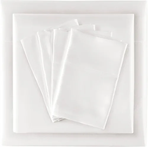 Vista 220 de Madison Park Essentials - Juego de sábanas de satén de lujo y sedoso con brillo natural, bolsillo elástico de 14 pulgadas para colchones de hasta 16
