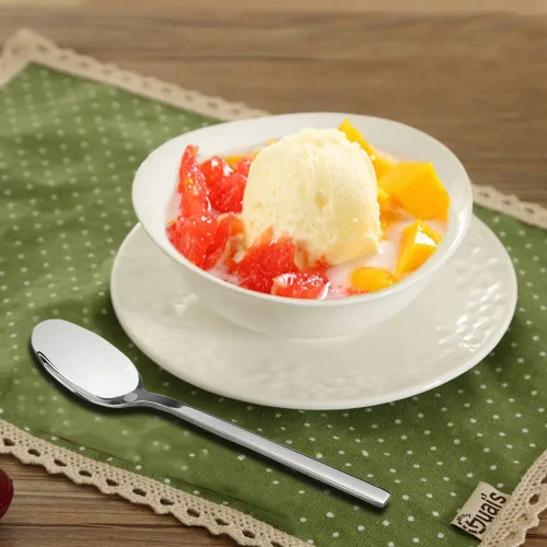 Vista 4 de Juego de cucharas de postre de acero inoxidable, 12 piezas, 6.69 pulgadas