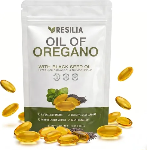 Vista 10 de Cápsulas blandas Resilia con aceite de semilla negra, cápsulas de aceite de orégano de grado premium para apoyo inmunológico y digestivo, cápsulas
