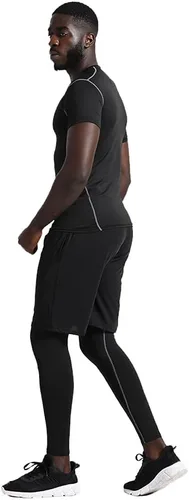 Vista 3 de BUYJYA 5 piezas de pantalones de compresión para hombre, camisa de manga larga, conjunto atlético, ropa de gimnasio, entrenamiento, regalo del día