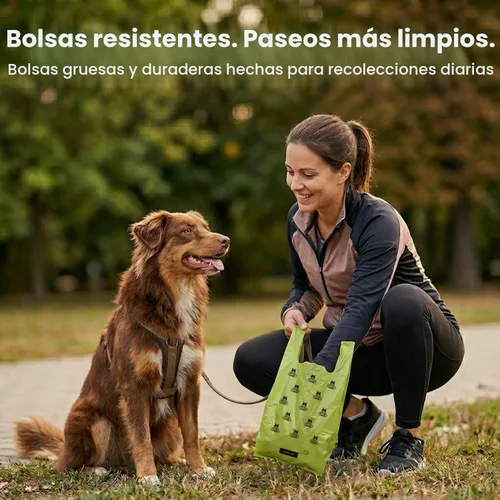 Vista 3 de Pogi's Bolsas para excremento con asas de ajuste fácil: Bolsas para residuos de perro a prueba de fugas Aromatizado.