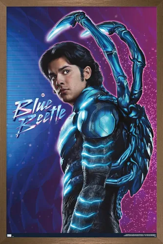 Vista 15 de Trends International DC Comics Movie Blue Beetle - Póster de pared de Jaime Reyes, 14.725 x 22.375 pulgadas, versión enmarcada plateada Versión