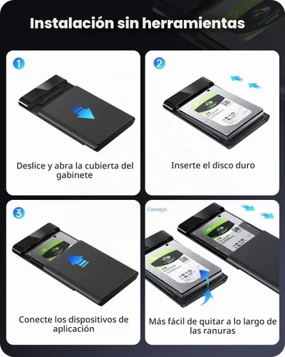 Vista 2 de POSUGEAR Carcasa para disco duro externo de 2.5 pulgadas, 6Gbps USB C 3.1 Gen 2 a SATA III carcasa para disco duro externo sin herramientas