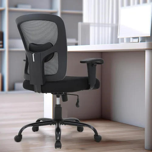 Vista 2 de PayLessHere Silla de escritorio ergonómica, silla de oficina, silla de computadora de 500 libras con soporte lumbar, asiento ancho, brazos de Gris