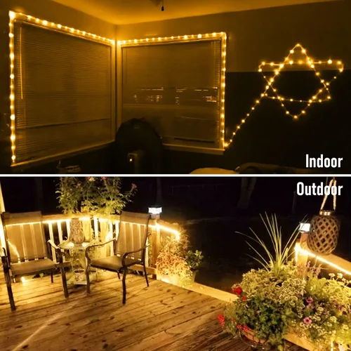 Vista 4 de JMEXSUSS Paquete de 2 tiras de luces de batería impermeables para exteriores