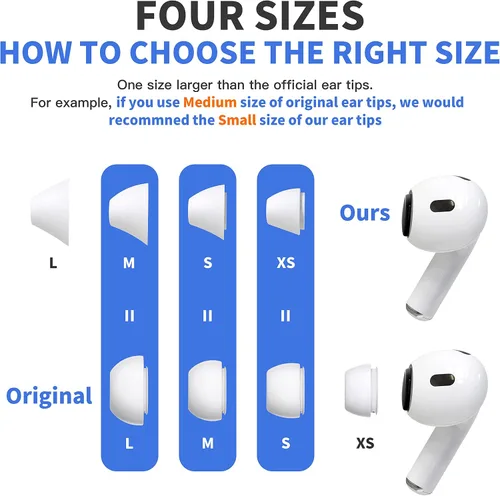 Vista 2 de 4 pares de almohadillas para AirPods Pro 1 y 2 [Alivio del dolor] [Ajuste en la funda] Cancelación de ruido Añade agarre Auriculares deportivos