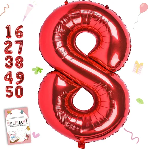Vista 110 de Globos grandes de 40 pulgadas de números del 0 al 9, globos numéricos para decoración de fiesta de cumpleaños, globos de helio de aluminio