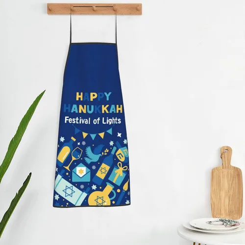 Vista 6 de Delantal de Hanukkah feliz ajustable para cocinar, babero de cocina para cocinar