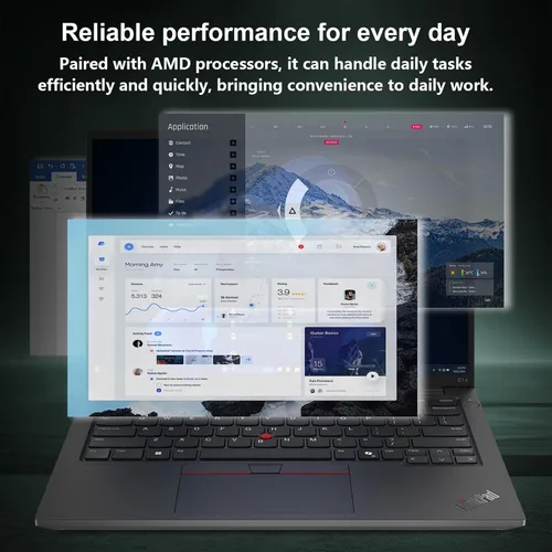 Vista 7 de Lenovo ThinkPad E14 Gen 6 14" FHD+ AMD Ryzen 5 7535U Business Laptop