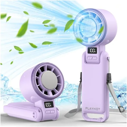 Vista 11 de PlayHot Ventilador de mano portátil mejorado con enfriamiento de hielo de 60 °F, hasta 12 horas ventiladores personales recargables portátiles, 5