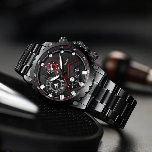 Vista 2 de Men's Fashion Stainless Steel Watches Quartz Watches Waterproof Chronograph Automatic Watch Wristwatches Stainsteel Steel Band Waterproof Watch