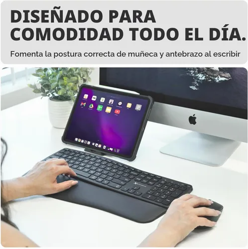Vista 3 de Teclado y mouse inalámbricos retroiluminados X9 (Bluetooth + 2.4G) Combo ergonómico de teclado y mouse inalámbrico con reposamuñecas, recargable