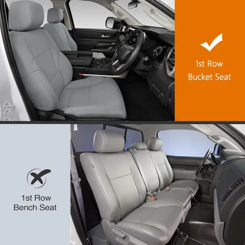 Vista 6 de AOMSAZTO Funda de asiento de automóvil para Toyota Tundra 2008-2024 2025, juego completo de 5 asientos, cojín de cuero para asiento de automóvil