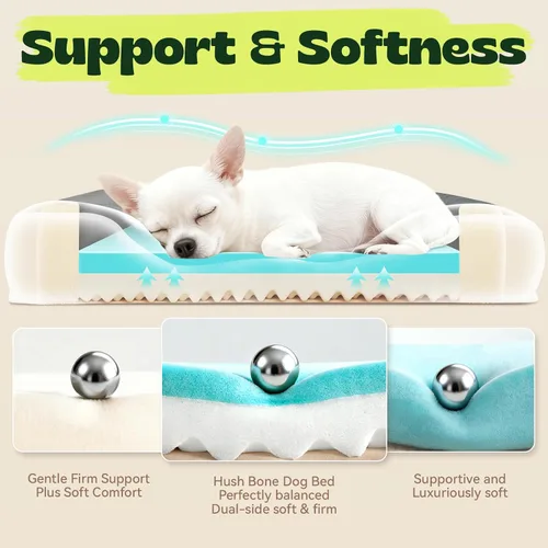 Vista 4 de Cama ortopédica para perros pequeños, sofá de espuma viscoelástica de gel refrescante para mascotas con funda extraíble lavable, cojín de espuma