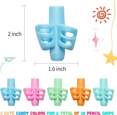 Vista 2 de KIGEAPUEL 20 piezas de empuñaduras para lápices para niños, entrenamiento ergonómico de la escritura, soporte para lápices, herramienta de escritura