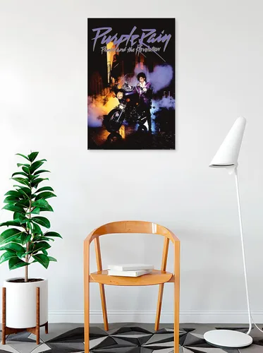 Vista 2 de BUY ART FOR LESS Póster de arte musical de Prince con licencia oficial de Purple Rain 1984, 36 x 24 pulgadas, impresión decorativa, papel