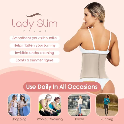 Vista 7 de Lady Slim Fajas colombianas reductoras Y Moldeadoras para mujer debajo del busto látex entrenador de cintura de reloj de arena moldeador de cuerpo