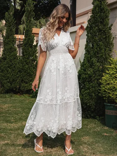 Vista 3 de BerryGo Vestido de noche de lentejuelas para mujer, bordado floral, manga corta, boda, fiesta, graduación, para madre de la novia