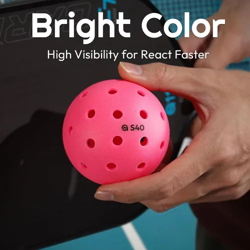 Vista 4 de A11N S40 - Pelotas de pickleball para exteriores, aprobadas por Pickleball de Estados Unidos para jugar en torneos, paquete de 3/6/12/50, verde