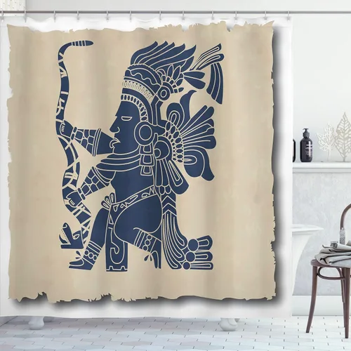 Vista 29 de Ambesonne Decor Collection, juego de cortina con ganchos para regadera Negro Verde