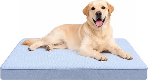 Vista 14 de Cama refrescante para perros grandes, cama ortopédica de espuma viscoelástica para perros con nueva tela de enfriamiento, cama impermeable y lavable