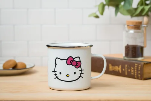 Vista 5 de Silver Buffalo Sanrio Hello Kitty Taza de café de cerámica esmaltada estilo cámper, 21 onzas 0.62 Liters Hello Kitty Hello