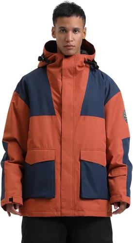 Vista 50 de GSOU SNOW Chaqueta de esquí para hombre, abrigo de nieve para snowboard, cálido, invierno, impermeable, con capucha
