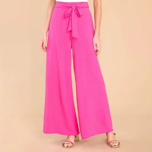 Vista 4 de Lroplie Casual Pants for Women Plus Size 2023 Summer Wide Leg Pants Loose Fashion Strappy Casual Pants with Pockets
