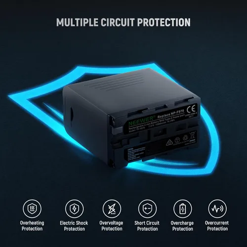 Vista 7 de Neewer Batería de repuesto NP-F970 de 10500 mAh, tiempo de carga completa de 4.8 horas, cable USB C de carga rápida PD de 20 W, batería recargable