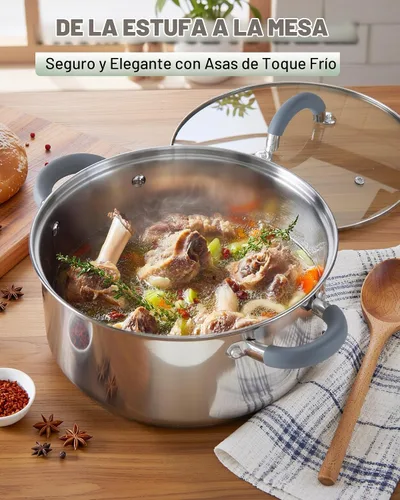 Vista 3 de Cook N Home Basics - Juego de utensilios de cocina de acero inoxidable Mango de silicona gris