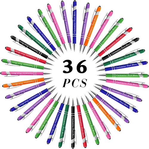 Vista 39 de Bolígrafos personalizados a granel con punta de lápiz capacitivo, 12 bolígrafos personalizados con logotipo de mensaje con nombre, bolígrafos