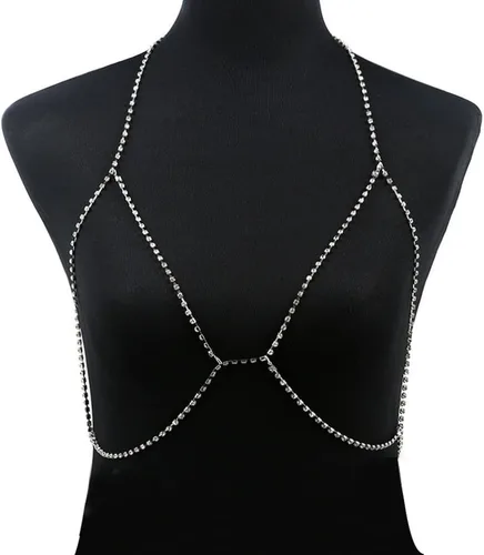 Vista 4 de Mujeres Rhinestone Bra Body Chains Sexy Bikini Bralette Cadena Arnés Body Jewelry
