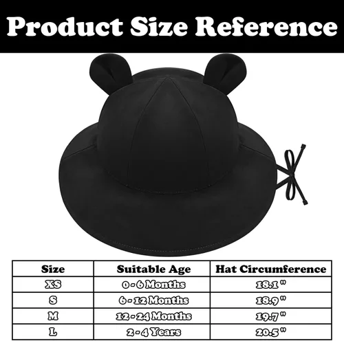 Vista 7 de Sombrero de sol para bebé, sombreros para niños y niñas, sombrero de sol para bebé niña sombreros con orejas de oso de ala ancha UPF 50+ sombrero