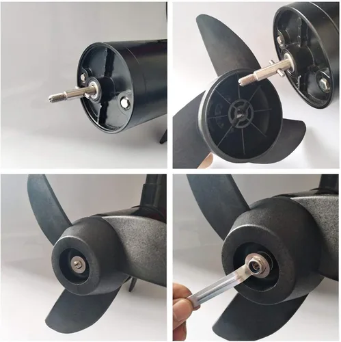 Vista 7 de Hélices Motor fueraborda eléctrico para motores de arrastre de 55 libras, 62 libras, 86 libras, accesorios de montaje/barco 3 cuchillas (negro)