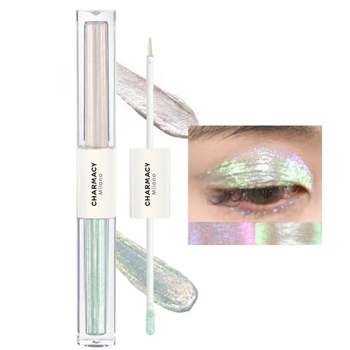 Vista 10 de CHARMACY Sombra de ojos líquida duocroma, aspecto metálico, juego de sombras de ojos con purpurina de larga duración, pigmentos metálicos, secado