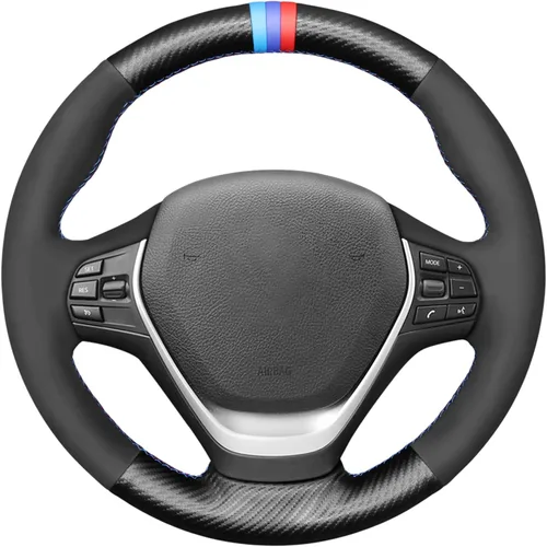 Vista 10 de MEWANT Envoltura de volante de ante negro cosida a mano para BMW 2Series F22 F23 F30 F34 F32 F33 F36 Cubierta de volante DIY