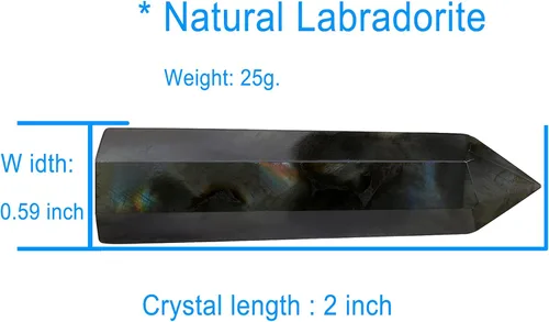 Vista 5 de DUQGUHO Piedras curativas de labradorita de 2 pulgadas, torre de varita de cristal, puntos de cuarzo natural, piedras preciosas hexagonales
