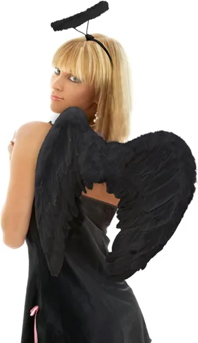 Vista 3 de Halloween Angel Wings for Women, Angel Wings and Halo for Adult Girls Halloween Costumes for Dress Up Cosplay Party Favors