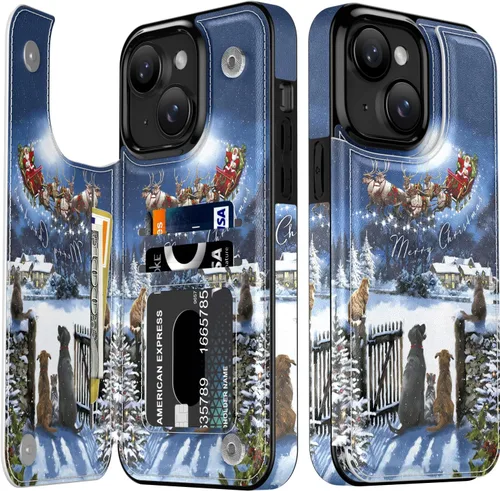 Vista 85 de LETO para iPhone 15 Pro Funda tipo cartera - Tapa tipo folio con patada - Diseños de moda - Tarjetero - Funda protectora para mujeres y niñas - 6.1