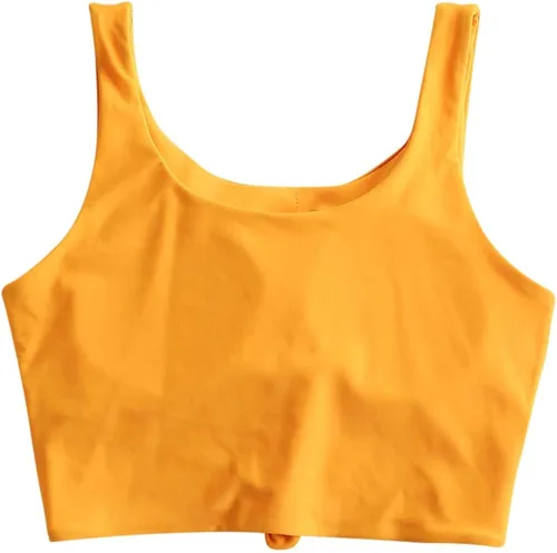 Vista 3 de ZAFUL Parte superior de bikini con nudo frontal para mujer, parte superior tipo tankini con cuello redondo y relleno
