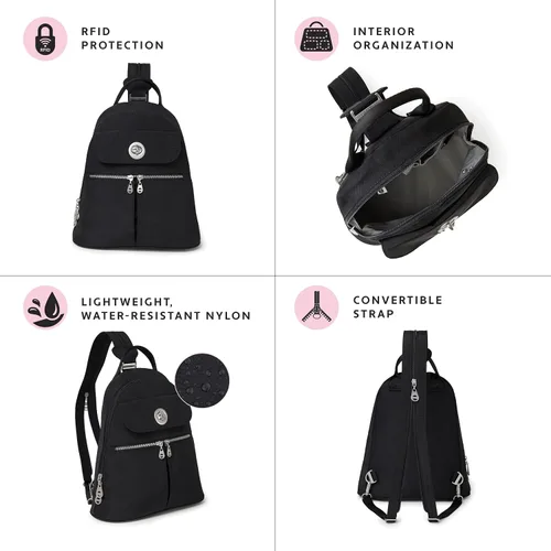 Vista 3 de Baggallini Mochila convertible de Nápoles, Negro, talla única