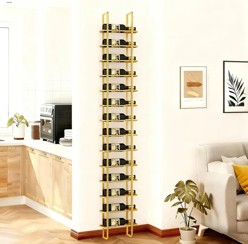 Vista 14 de Estante de vino grande de montaje en pared para 64 botellas Negro