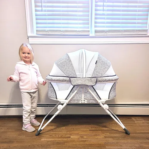 Vista 7 de Dream On Me Karley Plus- Moisés portátil para bebé en gris pálido